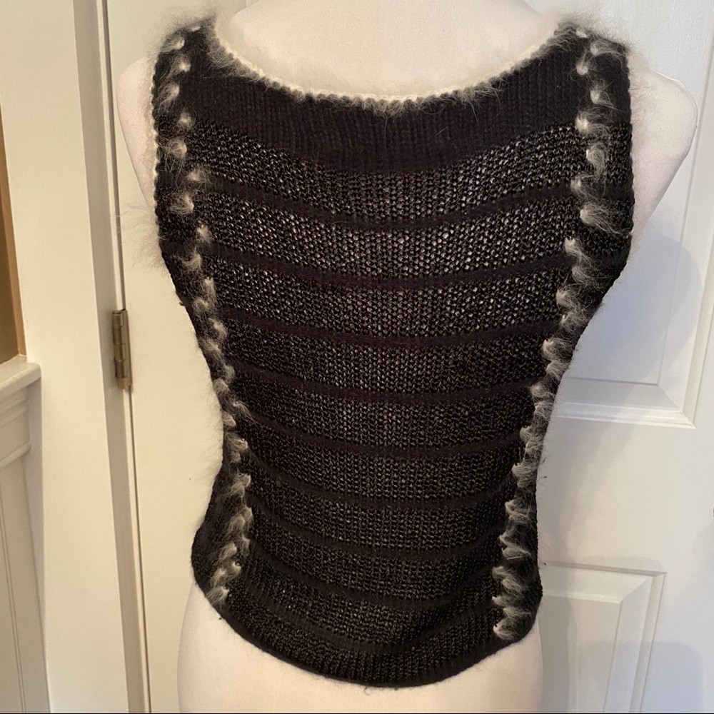 VINTAGE ANN TAYLOR KENDRICK SWEATER SCOOP NECK BLACK WHITE SLEEVELESS Size M - Picture 7 of 8